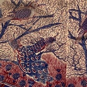 New vintage Indian hand block printing peacock cotton wrap skirt